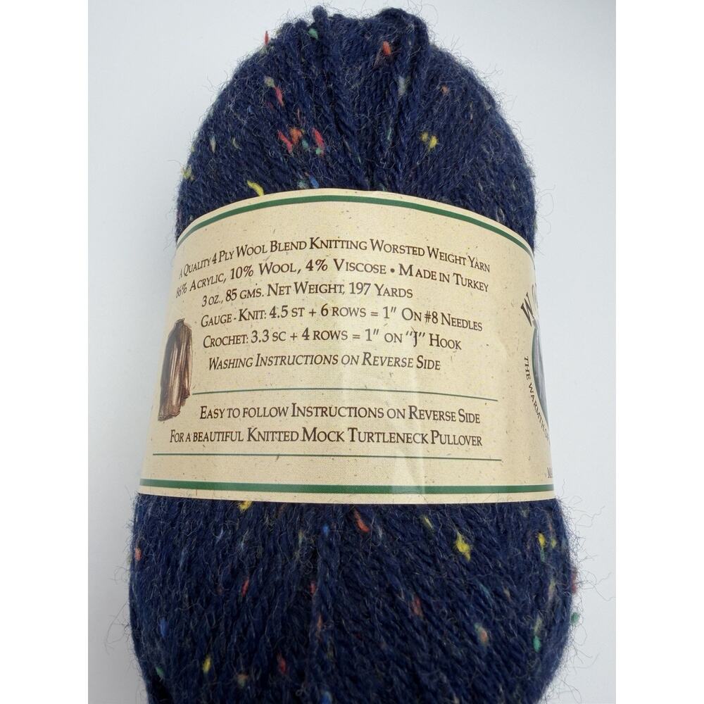 Lion Brand Wool Ease Yarn Navy Sprinkles 6 Skeins 3oz 197 Yards 4 Ply Wool Blend - Picture 5 of 6